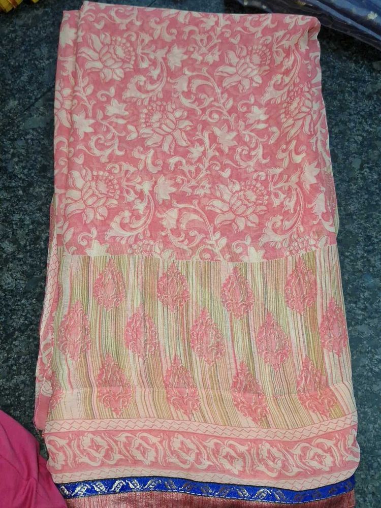 Beautiful Pink Floral Saree