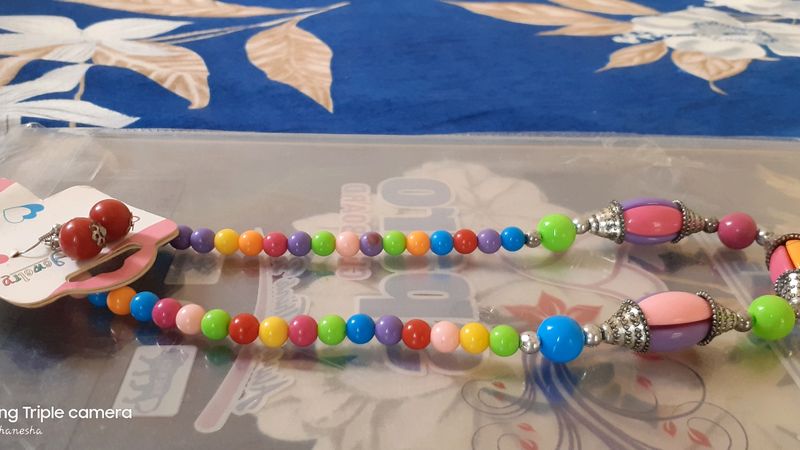 Multicolor Necklace Set With Earrings