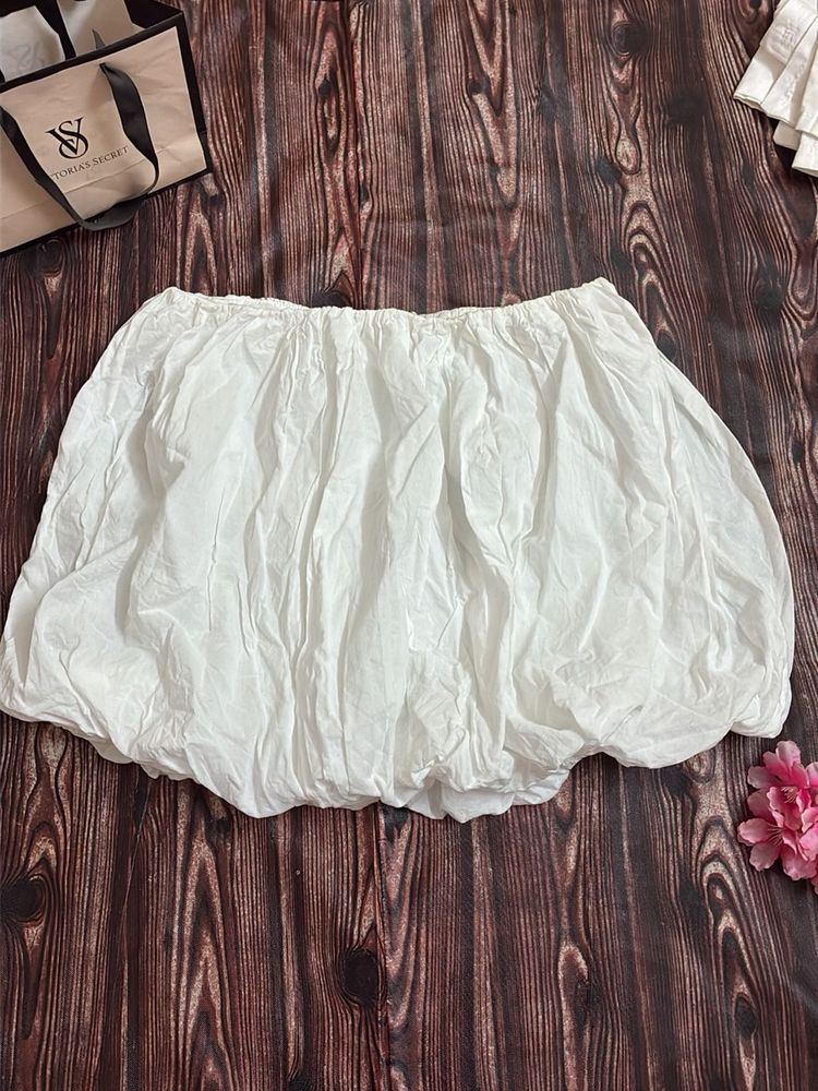 White Cotton Bubble Skirt