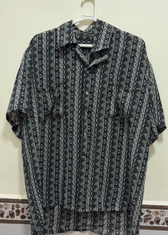 Retro Geo Print Short Sleeve Shirt