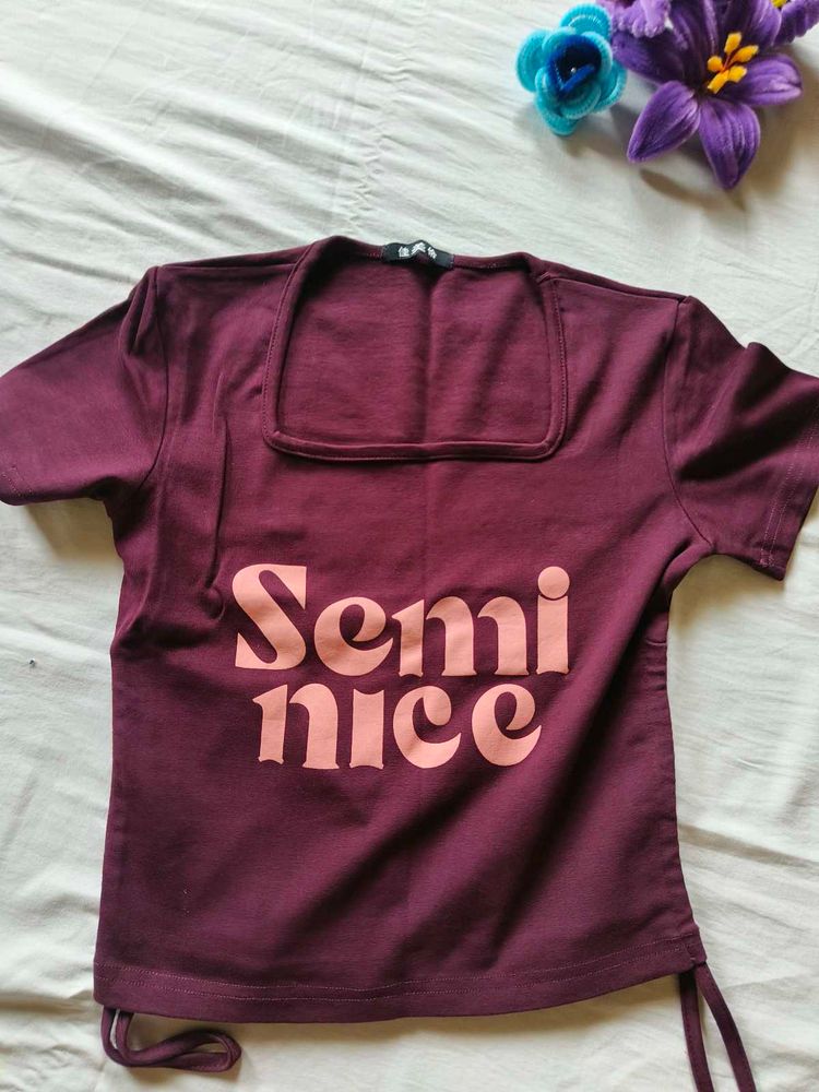 Maroon Graphic Print T-Shirt