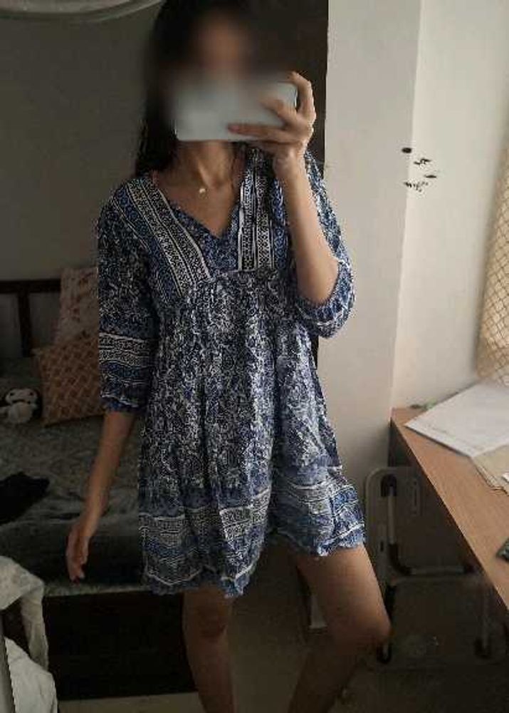 Blue Paisley Mini Dress