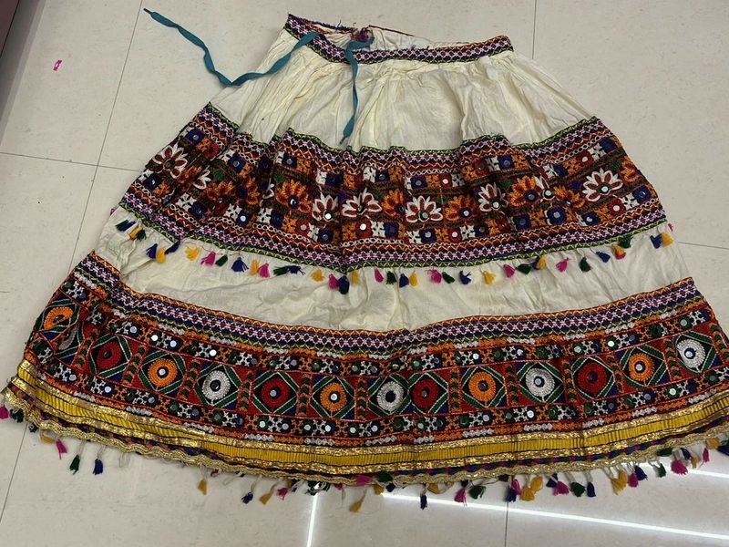 Embroidered Ethnic Skirt with Tassels