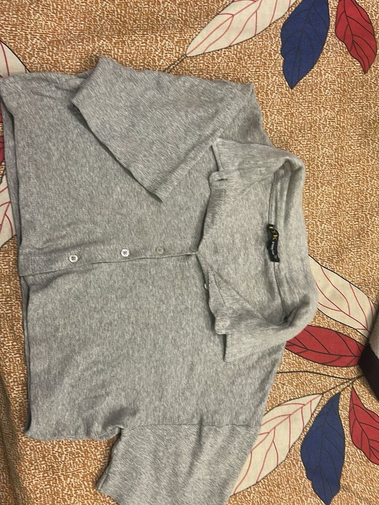 Grey Button-Up Cardigan
