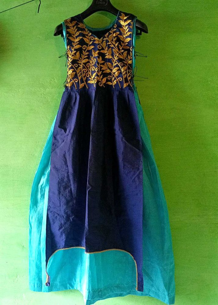 Embroidered Blue &amp; Teal Dress
