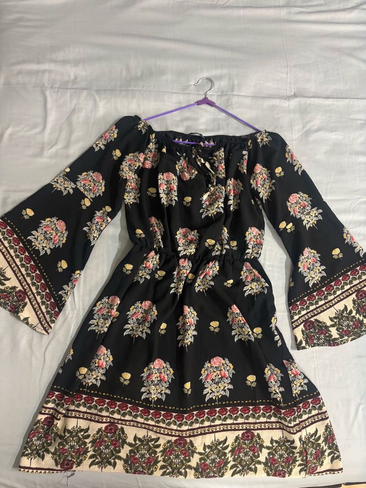 Bohemian Floral Off-Shoulder Dress