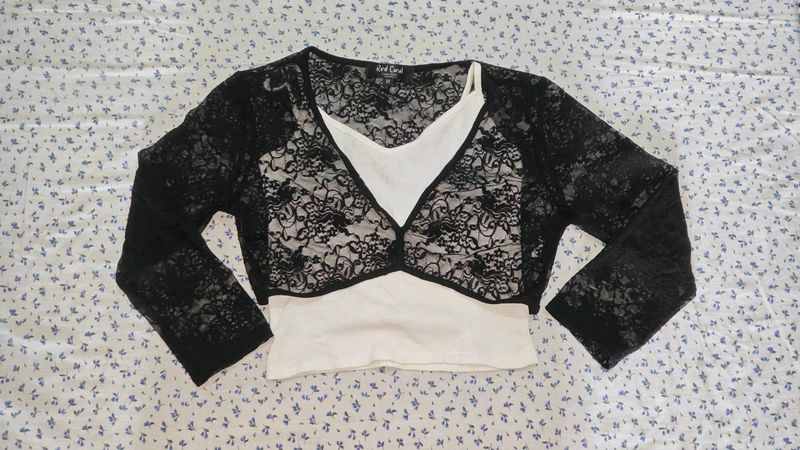 Lace Overlay Crop Top