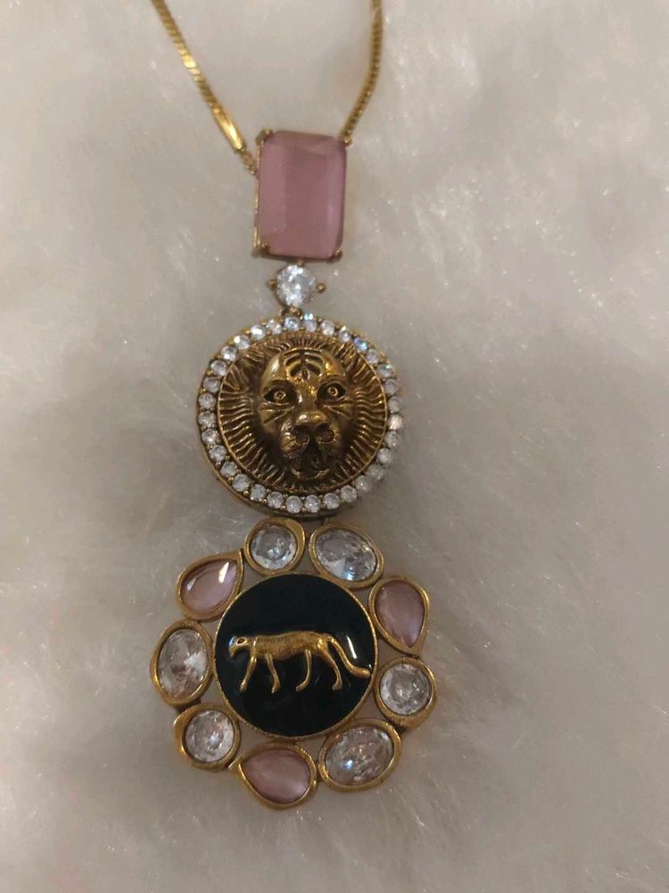 Unique Pendant Necklace with Tiger Charm
