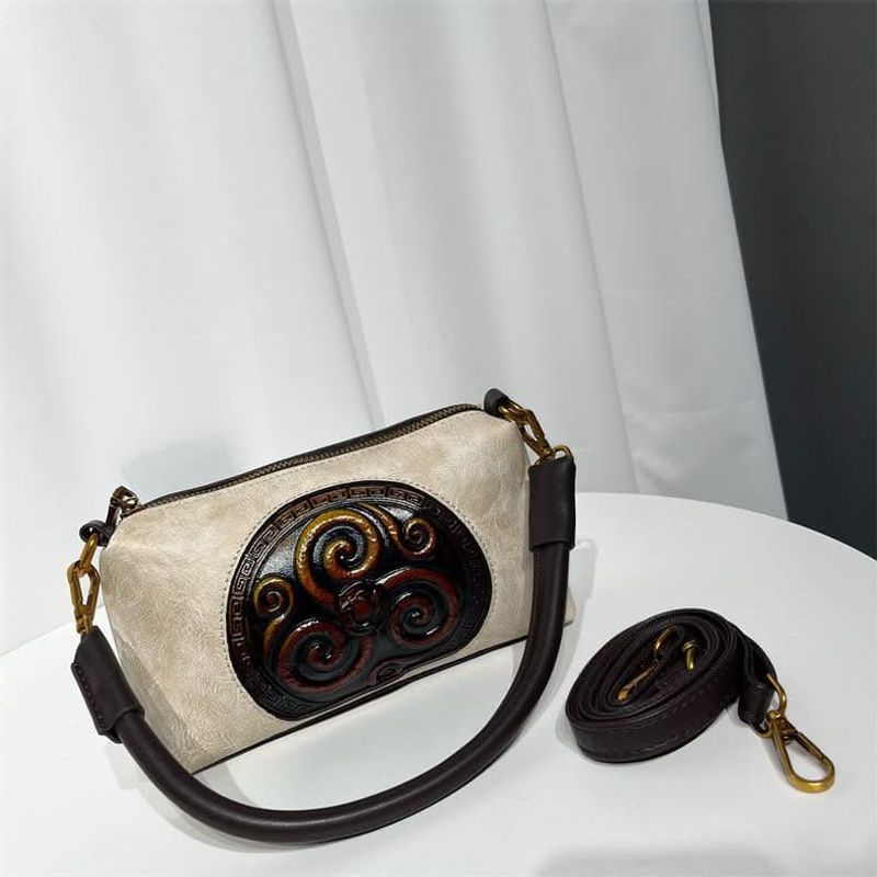 Vintage Embossed Leather Shoulder Bag