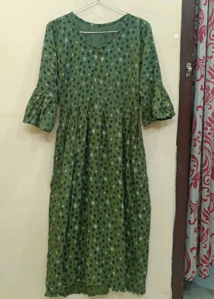 Green Polka Dot Midi Dress