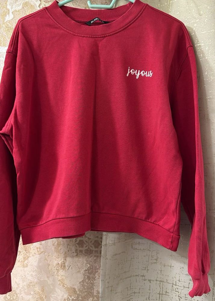 Round Neck Red 'Joyous' Sweatshirt