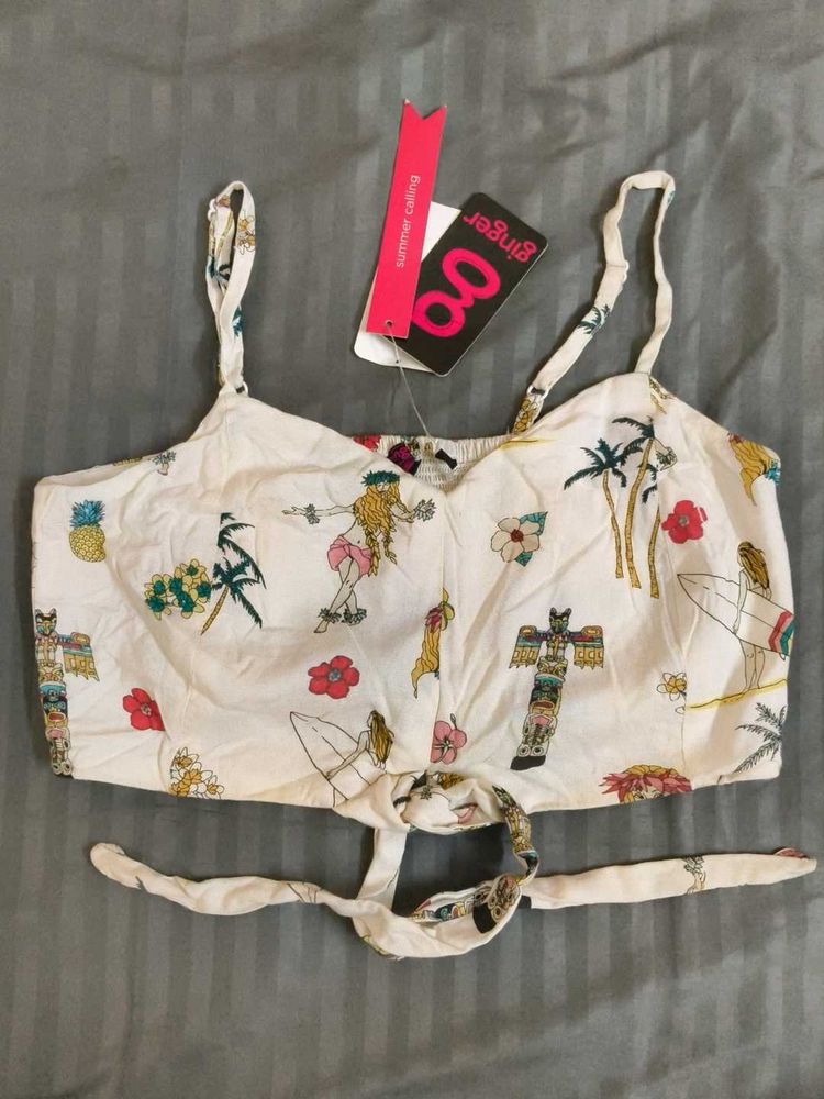 Summer Vibes Tie-Front Crop Top