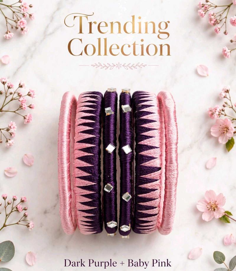 Chic Dark Purple &amp; Baby Pink Bangles