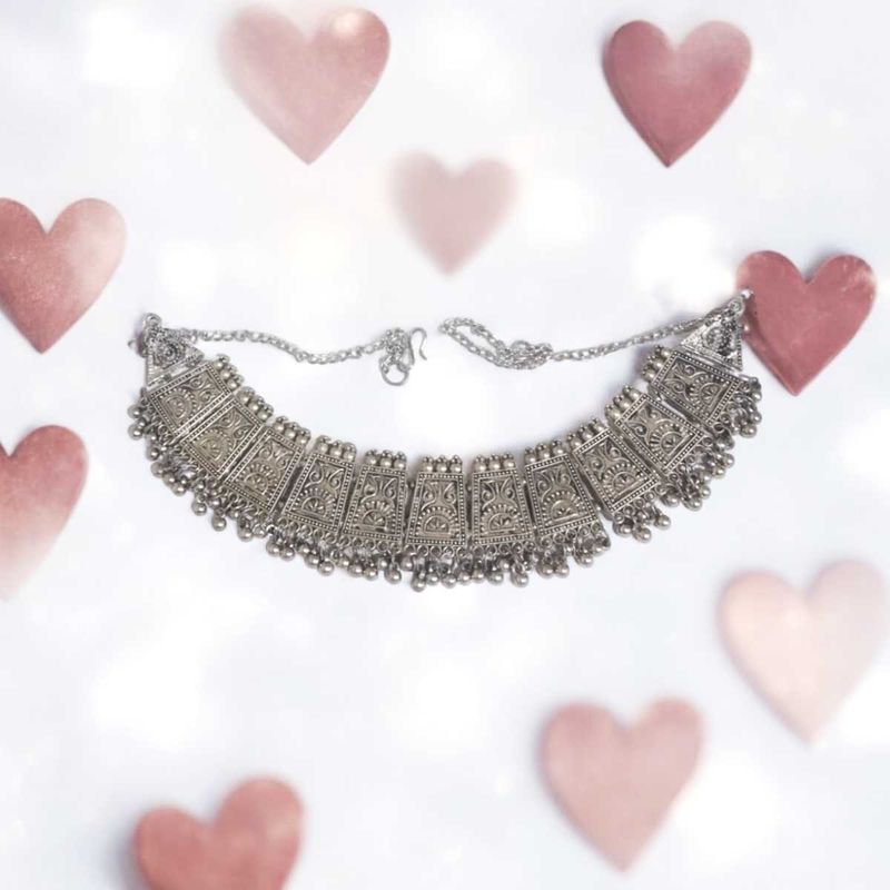 Boho Silver Choker Necklace