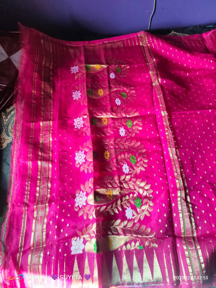 2 GORGEOUS PINK SAREE :- SOFT SILK AND JAMDANI