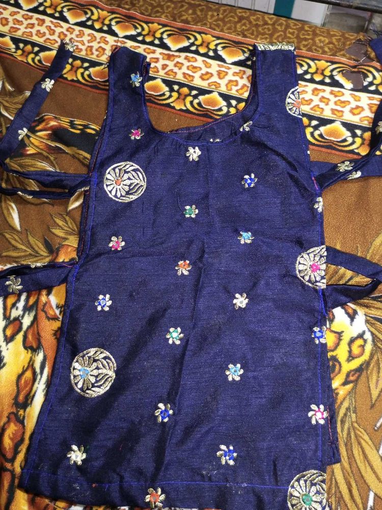 Embroidered Blue Silk Choli