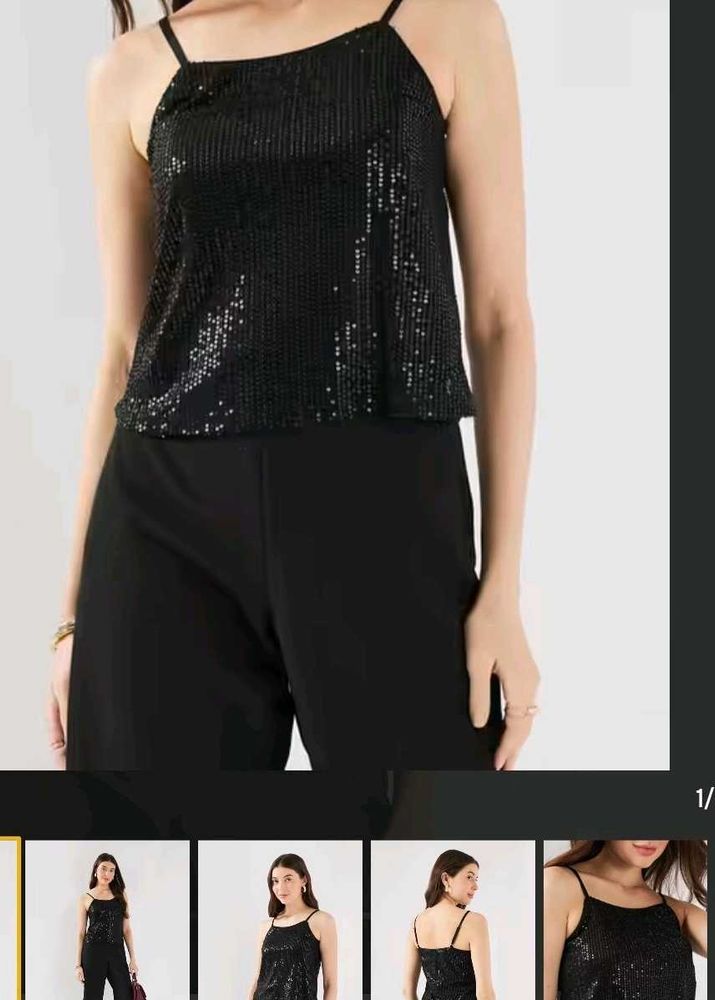 Chatpati Black Sequin Cami Top