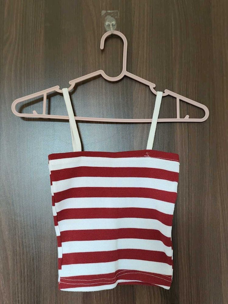 Red &amp; White Striped Tube Top