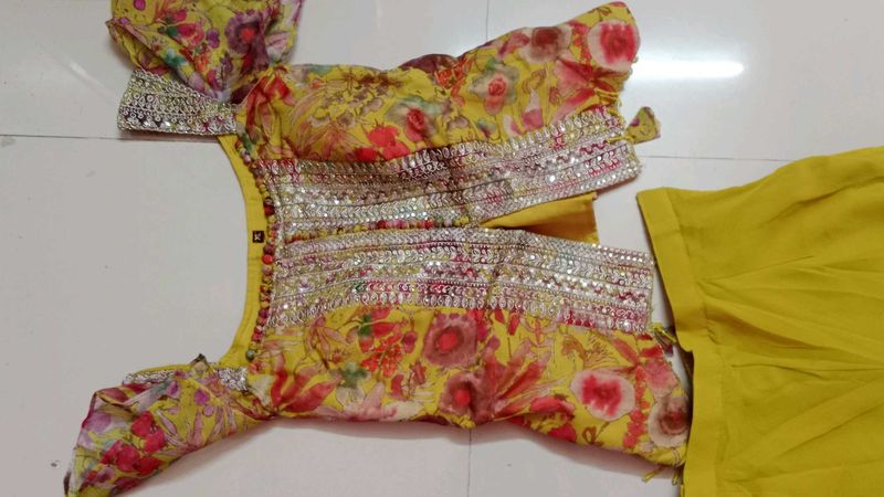 Vibrant Yellow Palazzo Pants and kurta set
