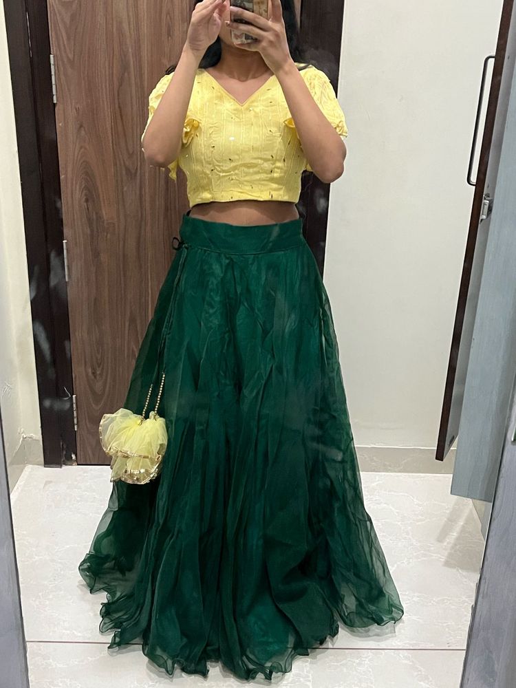 Designer Crop Top &amp; Skirt Set