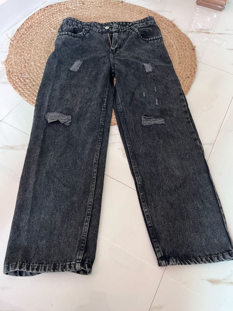 Women's Distressed Wide-Leg Jeans
