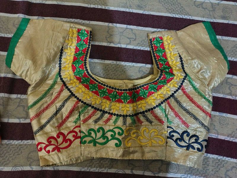 golden blouse multicolour embroidered