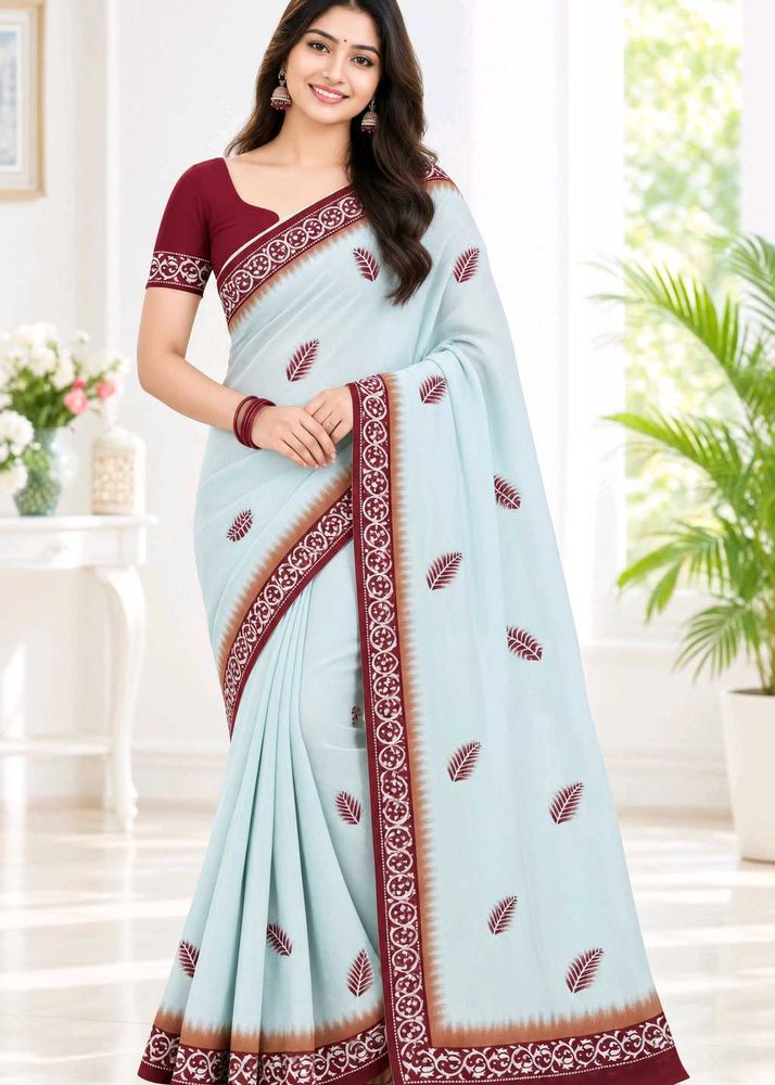 Elegant Levender Embroidered Saree