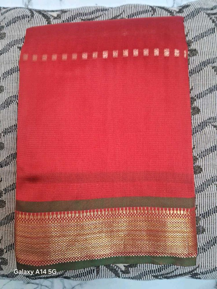 Beautiful Red Saree with Gold Border