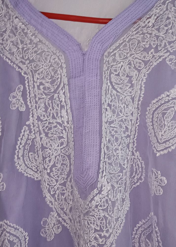 Lavender Chikankari Kurta,         Size- XXL