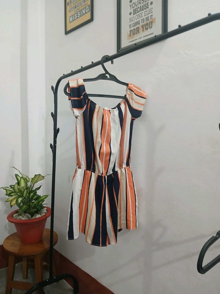 Striped Off-Shoulder Romper