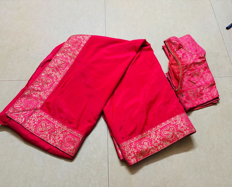 soft Pink Embroidered Saree