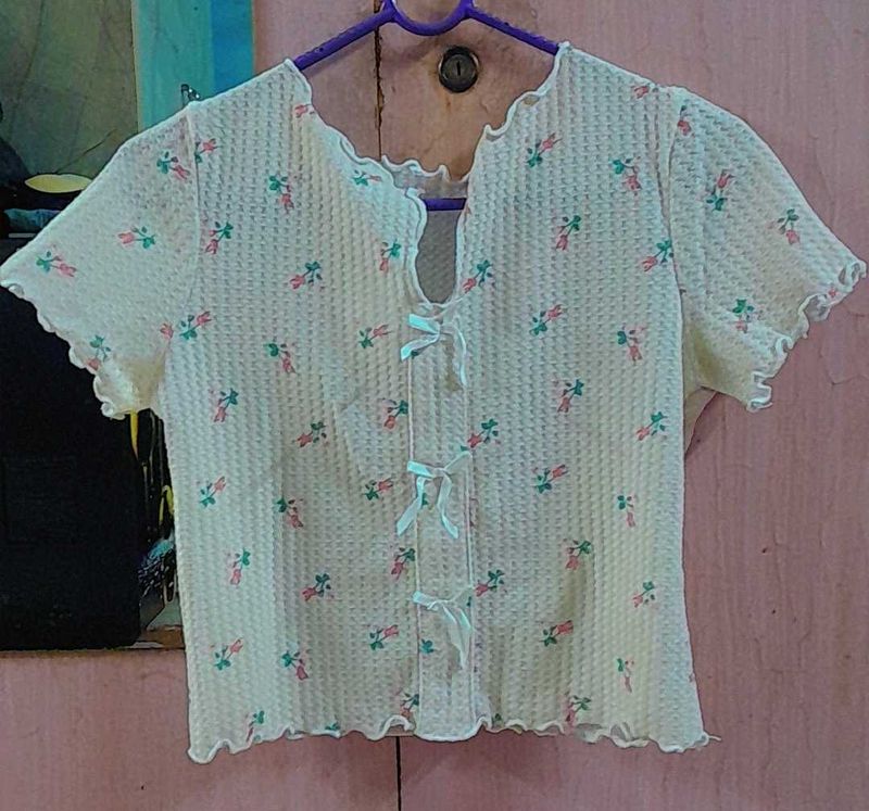 Cute Floral Print Crop Top