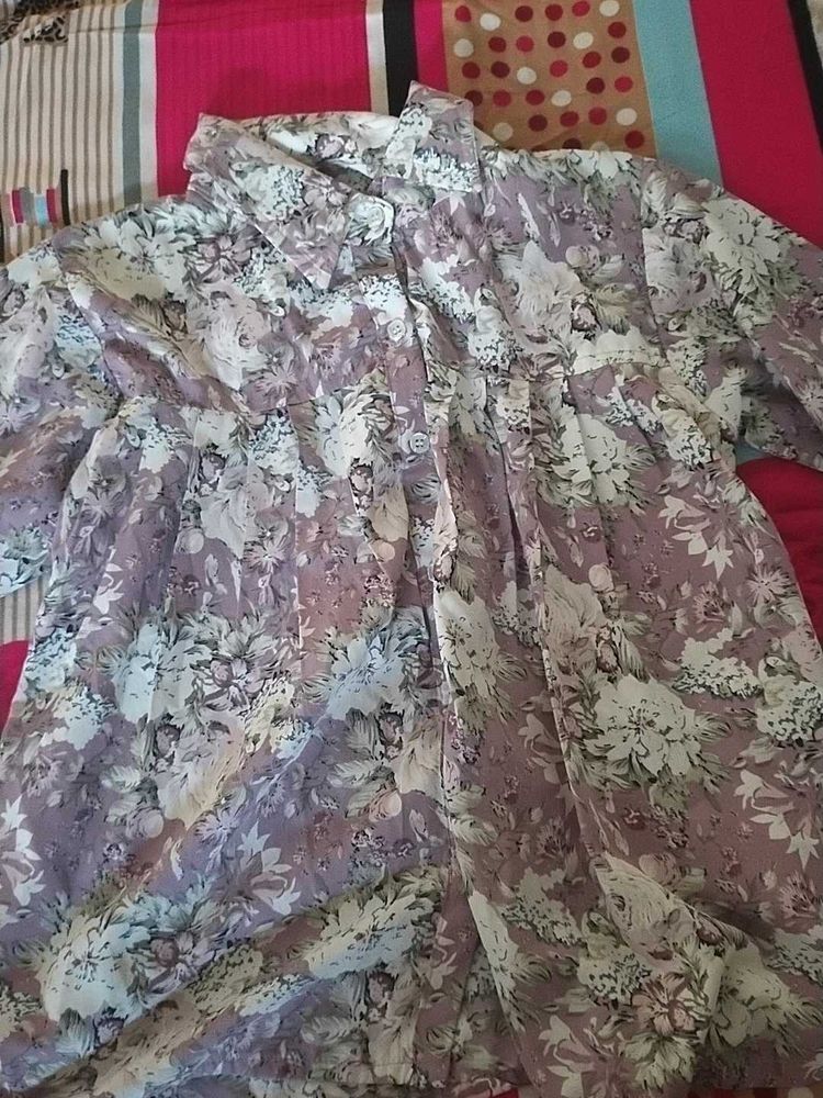 Vintage Floral Print Button-Up Shirt
