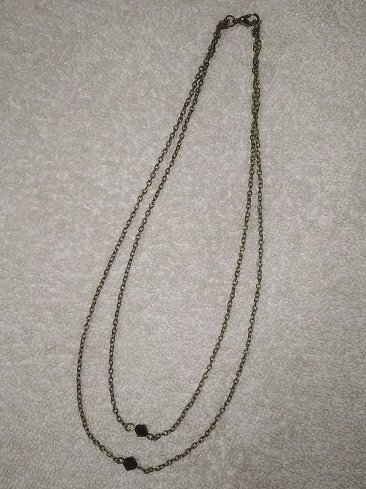 Copper Colour Black Bead Step Chain