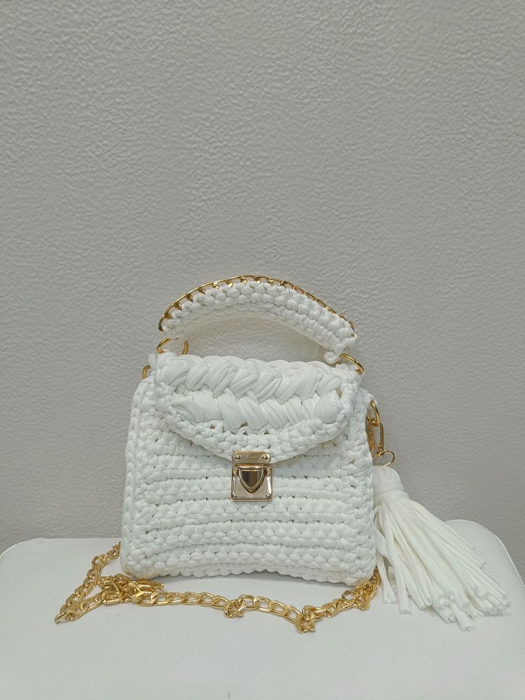 White Crochet Mini Bag