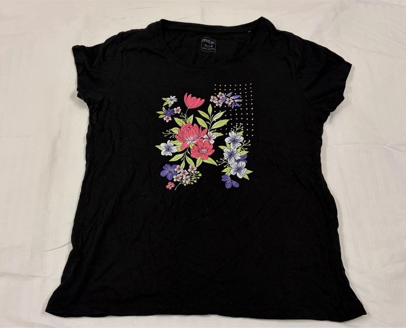 Max Black Floral Print T-Shirt