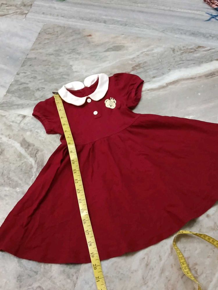 Cute Red Dress with Bear Accent