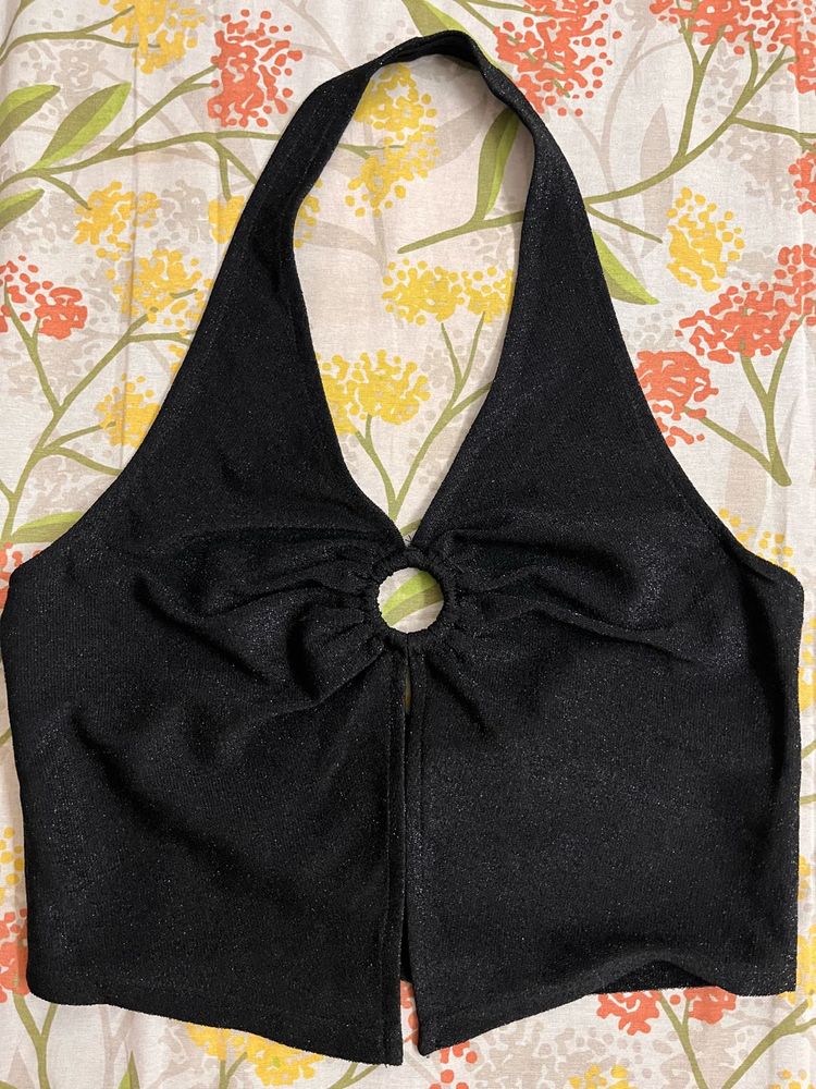 Sparkly Halter Neck Crop Top