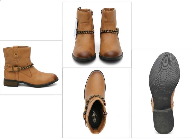 Stylish Tan Ankle Leather Boots(38 Size)