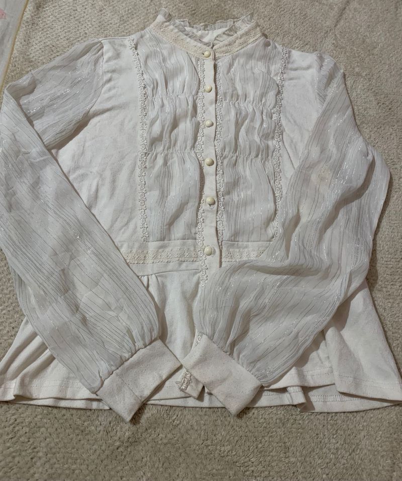 Vintage-Inspired Sheer Sleeve Blouse