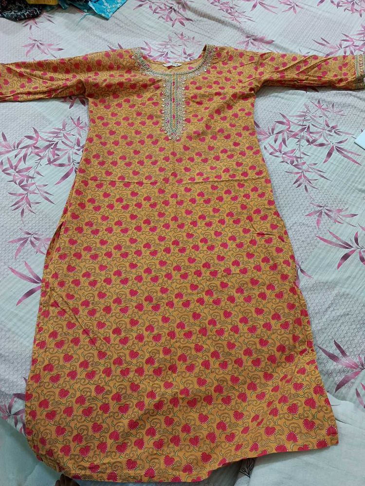 Heart Print Kurta+ green kurta set