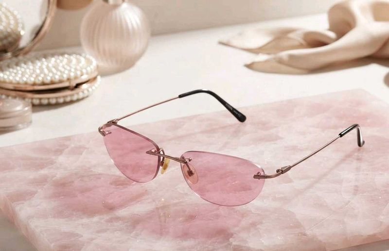 Retro Pink Rimless Sunglasses