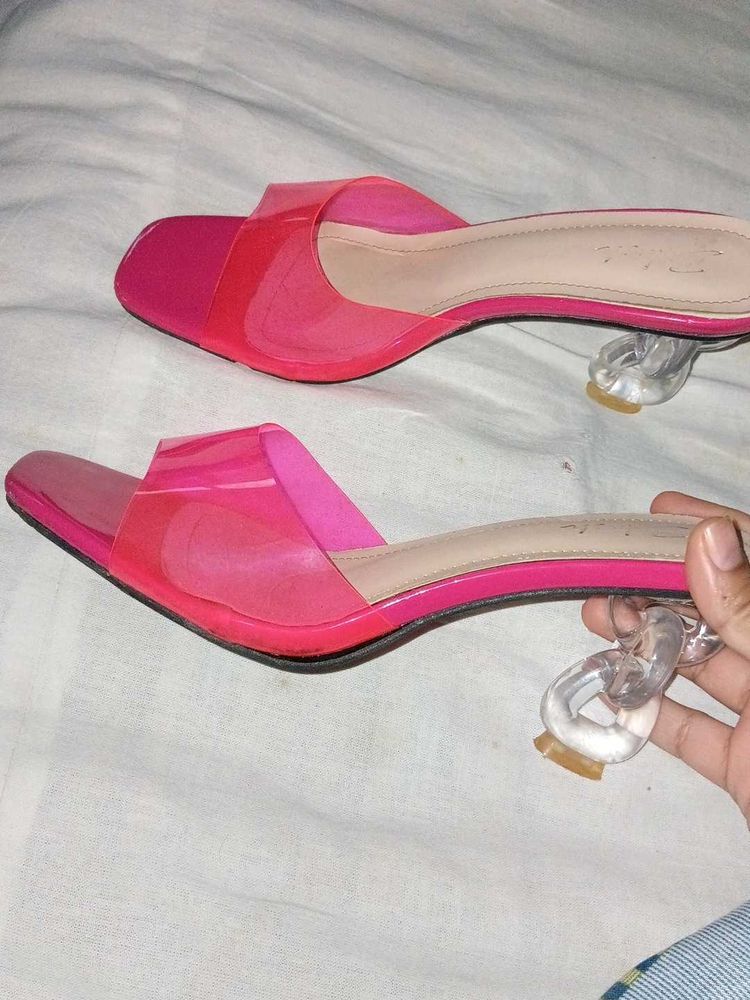 Hot Pink Transparent Heels