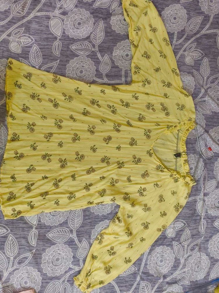 Yellow Floral Print Blouse