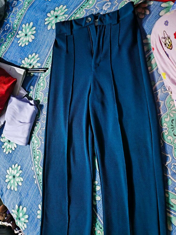 Blue Straight Leg Trousers