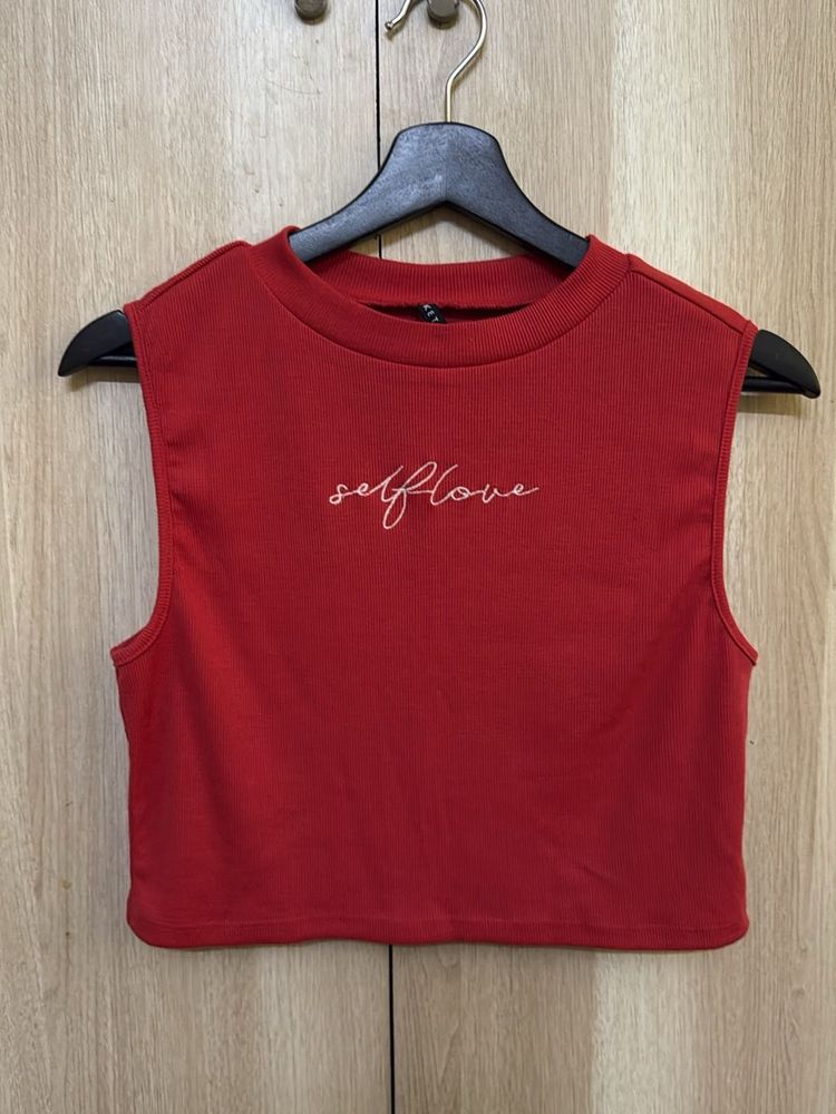 Red Selflove Crop Top