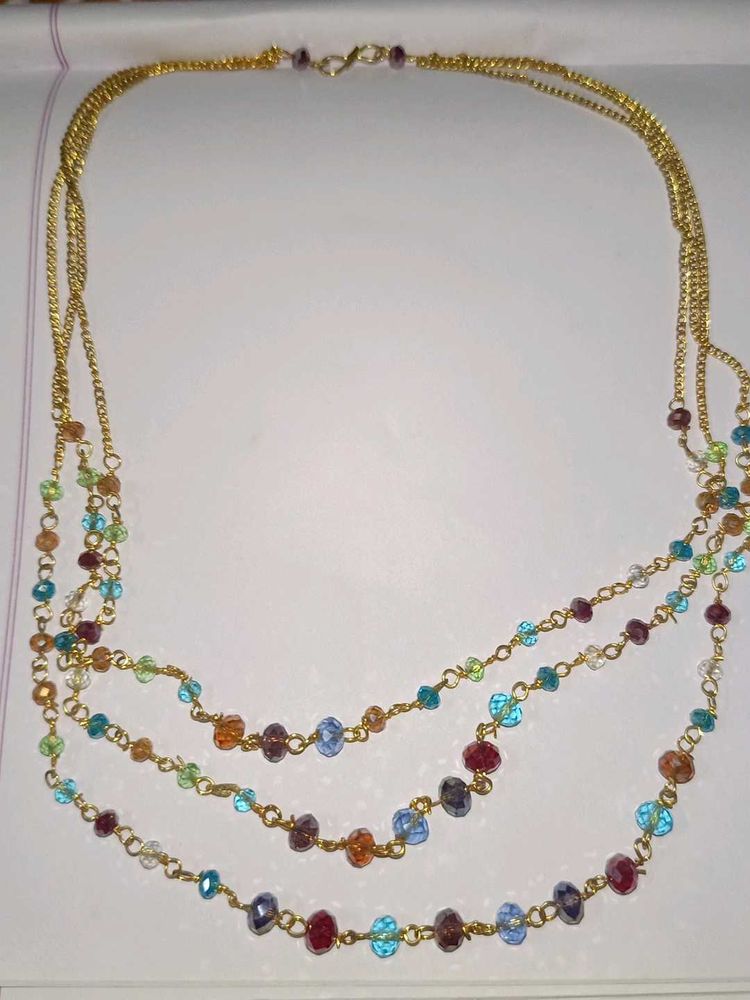 Multi-Layered Beaded Gold Necklace
