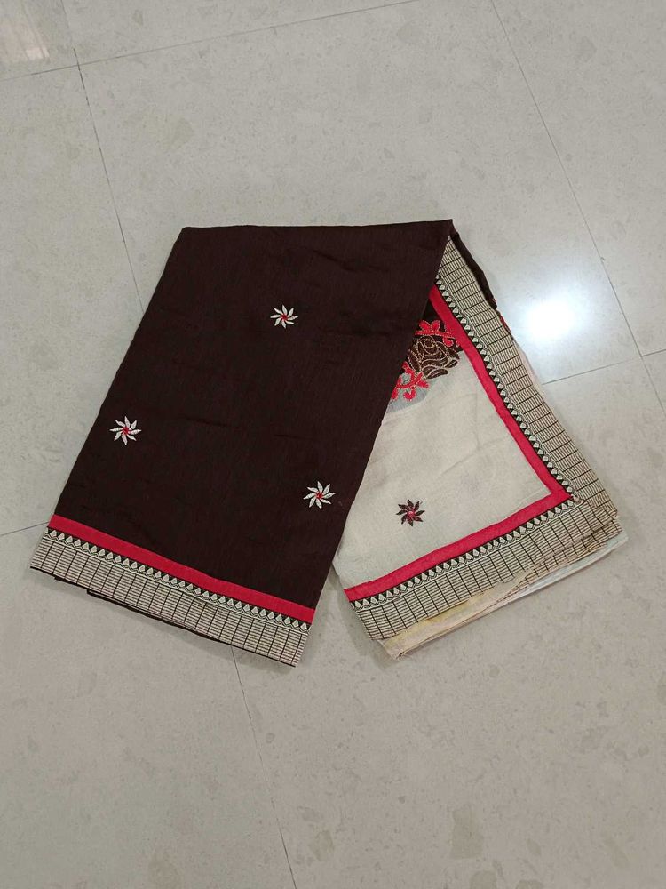 Coffee and cream saree