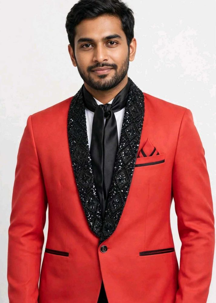 Blazer In Red Colour Party Wear