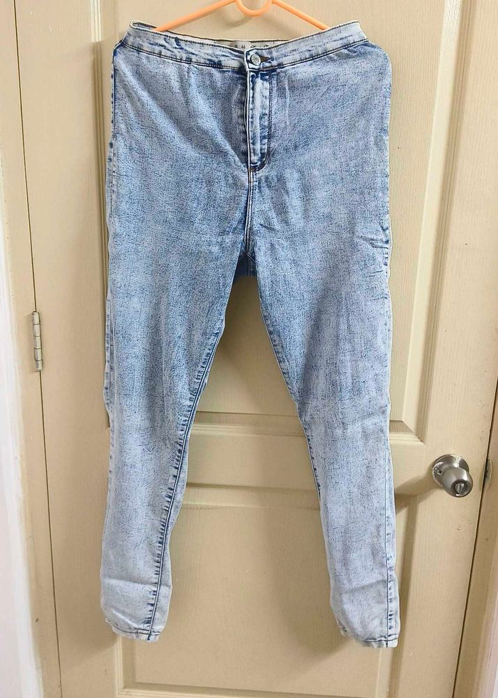 Acid Wash High-Waisted Jeans